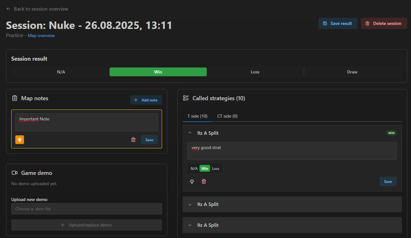Save Notes and Feedback